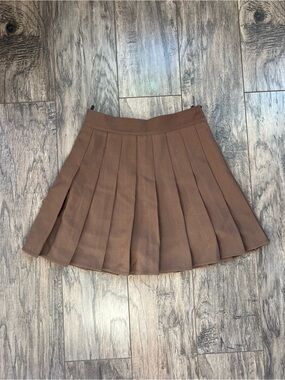 Brown Pleated High Waisted Tennis Mini Skort S